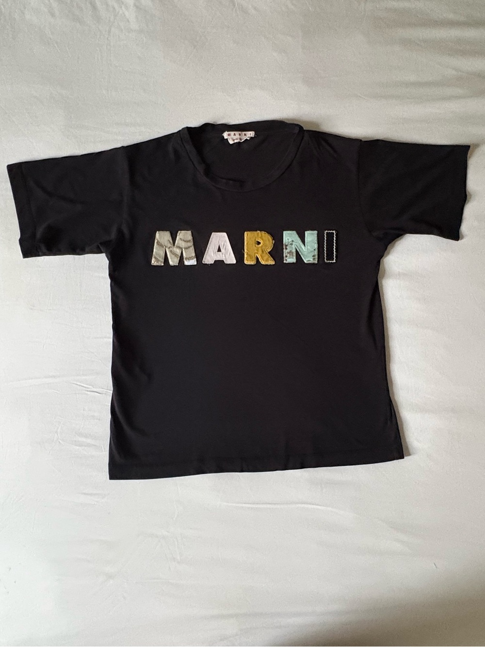 Marni Black Logo Patchwork Graphic
T-Shirt Made in Italy Size 40